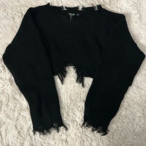 Black over sized cropped sweater